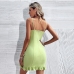 4V Neck Ruched Backless Sleeveless Mini Dress