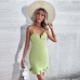 1V Neck Ruched Backless Sleeveless Mini Dress