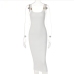 5White Sleeveless Bodycon Midi Dresses For Women