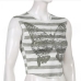 8  Fashion Butterfly Pattern Stripe Short Sleeve Crop Top