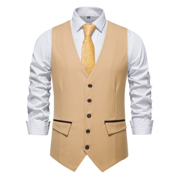 Fashion V Neck Single Button Vest Coat