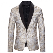 Chic Performing Sequined Single Breasted Mens Blazer