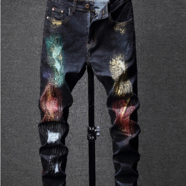  Personality Colorful Mid Waist Skinny Denim Jeans