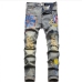 1Personality Hole Print Mid Waist Jeans For Men
