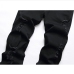 4Street Zipper Design Black Ripped Denim Jeans