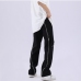 4Personality Black Zipper Patchwork Design Straight Pants