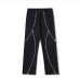 5Personality Black Zipper Patchwork Design Straight Pants