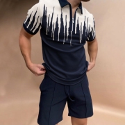  Digital Printing Front Zipper Short Sleeve Polo Shirts
