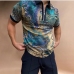 3 New Short Sleeve Printed Half Zipper Polo T Shirts For Men