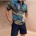 1 New Short Sleeve Printed Half Zipper Polo T Shirts For Men