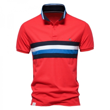 Casual Striped Patchwork Polo T Shirts For Men