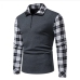 12Chic Plaid Patchwork Long Sleeve Polo Shirts