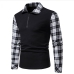 9Chic Plaid Patchwork Long Sleeve Polo Shirts