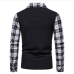 10Chic Plaid Patchwork Long Sleeve Polo Shirts