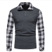 11Chic Plaid Patchwork Long Sleeve Polo Shirts