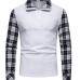 1Chic Plaid Patchwork Long Sleeve Polo Shirts