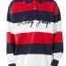 1Color Blocking Striped Letter Embroidery Long Sleeve Polo Shirts
