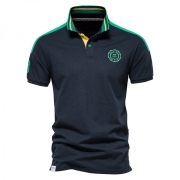 Contrast Color Embroidery Mens Cotton Polo Shirts