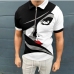 3Contrast Color Printing Summer White Black Polo Shirt