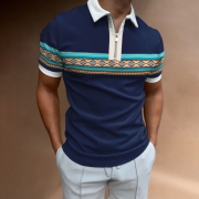 Fashionable Half Zipper Printing Polo Shirts For Men