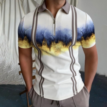 New Summer Loose Printing White Polo T Shirts For Men