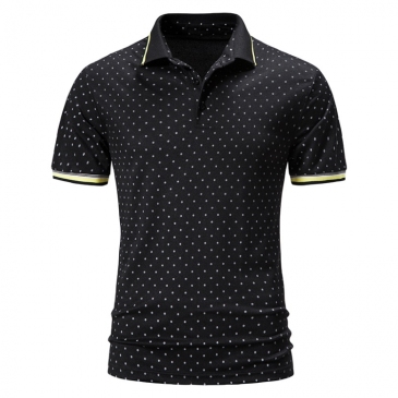 Polka Dots Short Sleeve Mens Polo Shirts