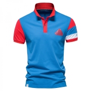 Summer Contrast Color Polo T Shirts For Men