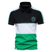 Trendy Color Block Embroidery Polo Golf Shirts