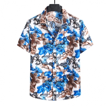 Beach Polo Collar Short Sleeve Print Shirts