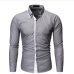 16Casual Contrast Color Long Sleeve Shirts Mens