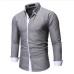 17Casual Contrast Color Long Sleeve Shirts Mens