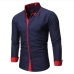 11Casual Contrast Color Long Sleeve Shirts Mens