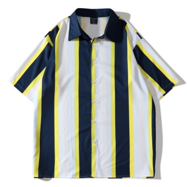 Casual Contrast Color  Stripe Shirts For Men