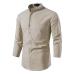 3Chinese Style Men Solid Fitted Shirts