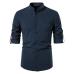 8Chinese Style Men Solid Fitted Shirts