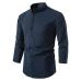 9Chinese Style Men Solid Fitted Shirts