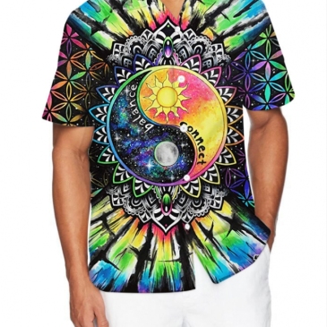 Colorful Print Short Sleeve Design Shirts Men