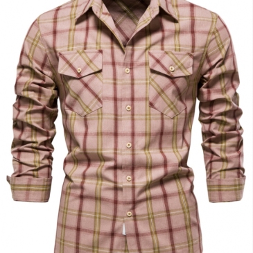 Contrast Color Plaid Single Button Design Shirts
