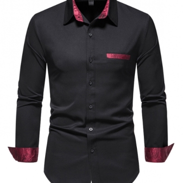 Contrast Color Single Button Shirts For Men