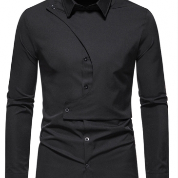 Irregular Design Polo Collar Long Sleeve Shirts