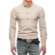 Korean Style Solid Stand Collar Design Shirts