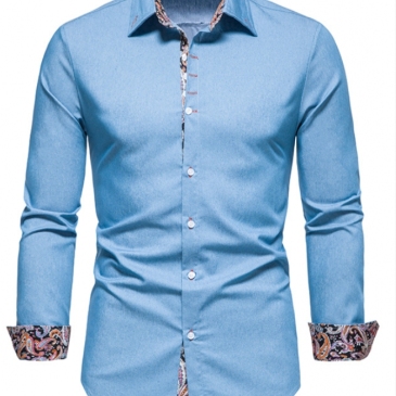 New Floral Denim Single Button Shirts For Men