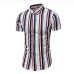 3Plus Size Contrast Color Striped Short Sleeve Shirts