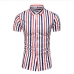 5Plus Size Contrast Color Striped Short Sleeve Shirts