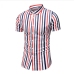 6Plus Size Contrast Color Striped Short Sleeve Shirts