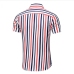 7Plus Size Contrast Color Striped Short Sleeve Shirts