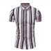 1Plus Size Contrast Color Striped Short Sleeve Shirts