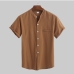5Summer Solid Loos Stand Collar Casual Shirts For Men