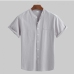 6Summer Solid Loos Stand Collar Casual Shirts For Men