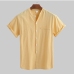 7Summer Solid Loos Stand Collar Casual Shirts For Men